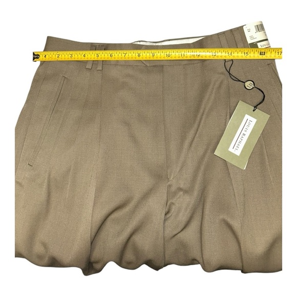 Men's LOUIS RAPHAEL Dark Khaki Flat Front Dress Pants Sz 33x47 NWT 100% wool - Picture 7 of 12